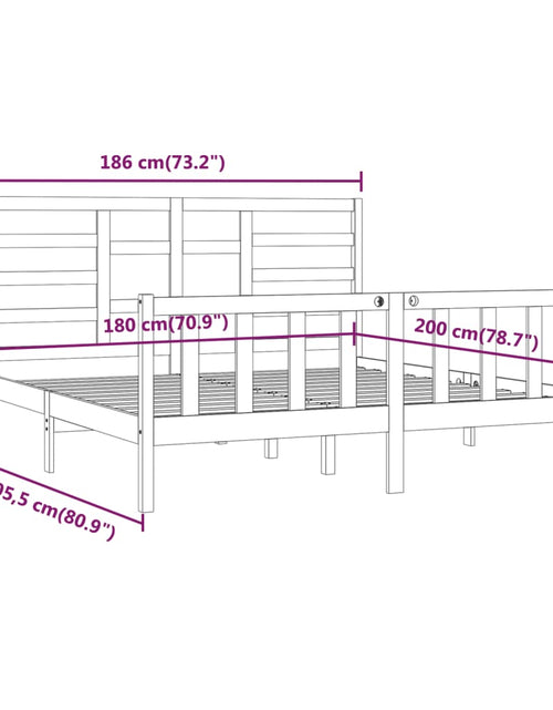 Încărcați imaginea în vizualizatorul Galerie, Cadru de pat Super King, 180x200 cm, lemn masiv - Lando
