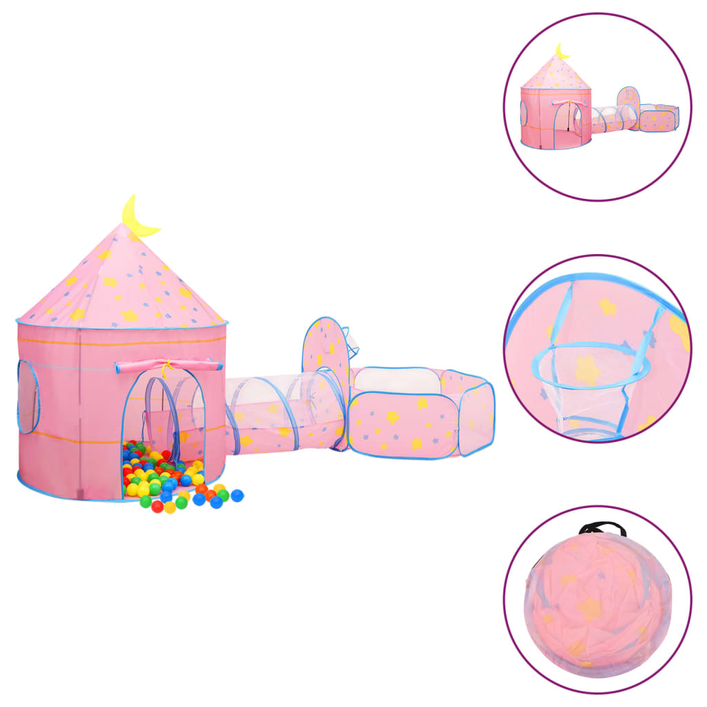 Cort de joacă pentru copii cu 250 bile, roz, 301x120x128 cm - Lando