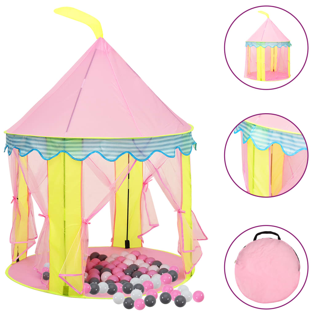 Cort de joacă pentru copii cu 250 bile, roz, 100x100x127 cm - Lando