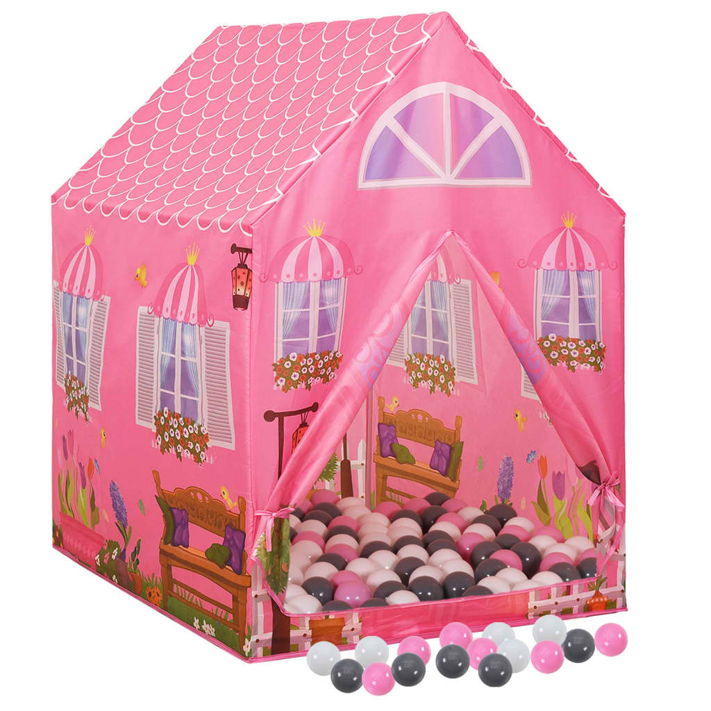 Cort de joacă pentru copii cu 250 bile, roz, 69x94x104 cm - Lando