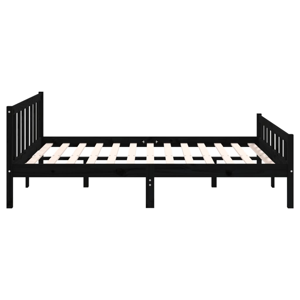 Cadru de pat, negru, 140x190 cm, lemn masiv - Lando