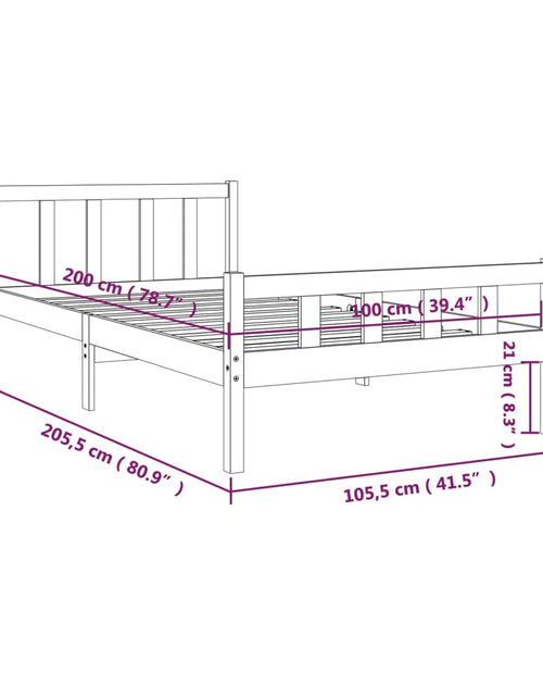 Загрузите изображение в средство просмотра галереи, Cadru de pat, gri, 100x200 cm, lemn masiv de pin - Lando
