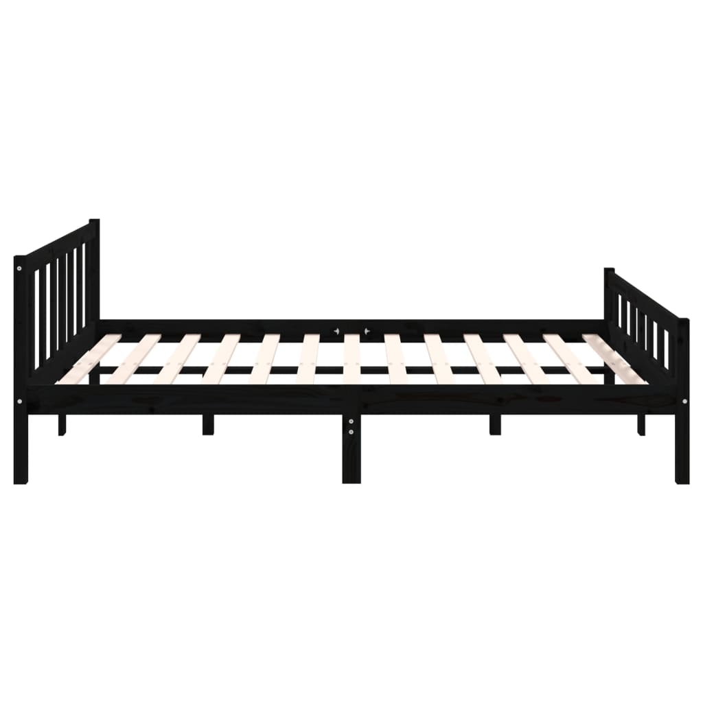 Cadru de pat King Size, negru, 150x200 cm, lemn masiv - Lando