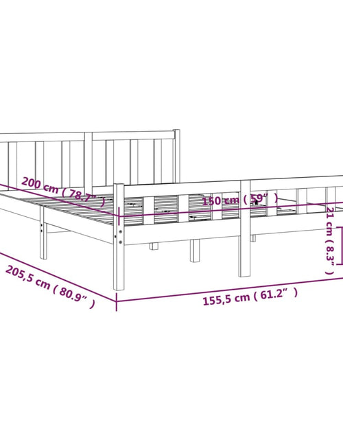 Încărcați imaginea în vizualizatorul Galerie, Cadru de pat King Size, negru, 150x200 cm, lemn masiv - Lando
