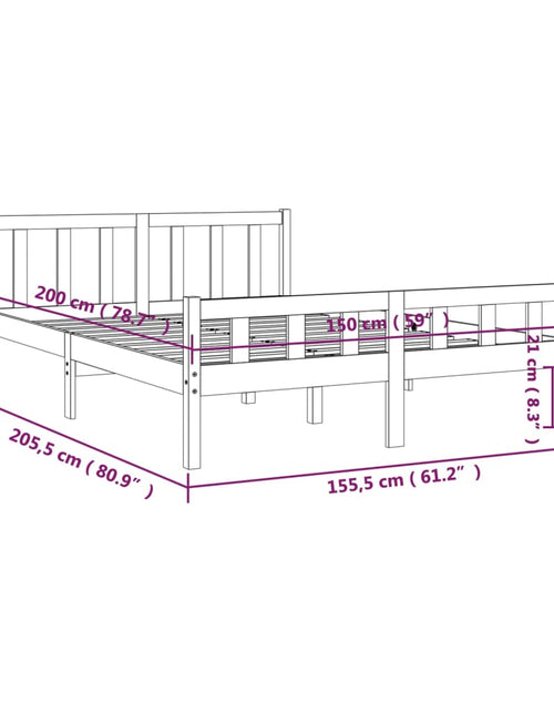 Загрузите изображение в средство просмотра галереи, Cadru de pat King Size, negru, 150x200 cm, lemn masiv - Lando
