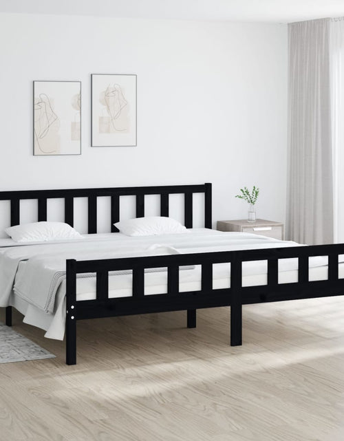 Încărcați imaginea în vizualizatorul Galerie, Cadru de pat, negru, 160x200 cm, lemn masiv - Lando
