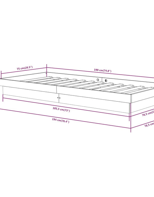 Încărcați imaginea în vizualizatorul Galerie, Cadru de pat mic single, gri, 75x190 cm, lemn masiv - Lando
