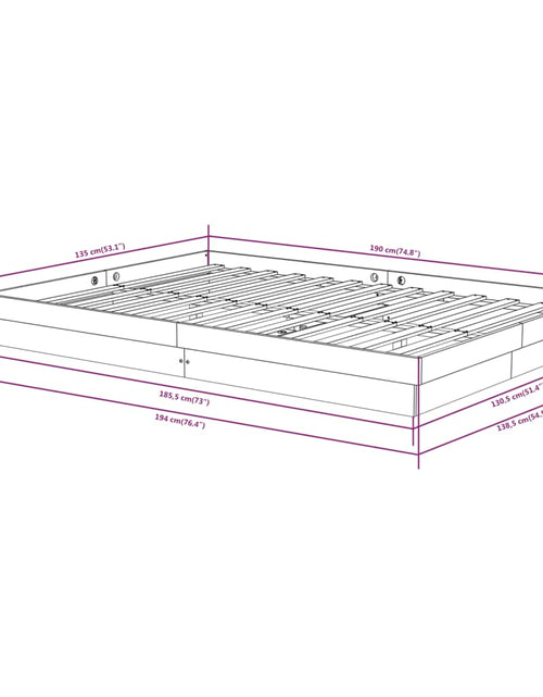 Загрузите изображение в средство просмотра галереи, Cadru de pat dublu, 135x190 cm, lemn masiv - Lando
