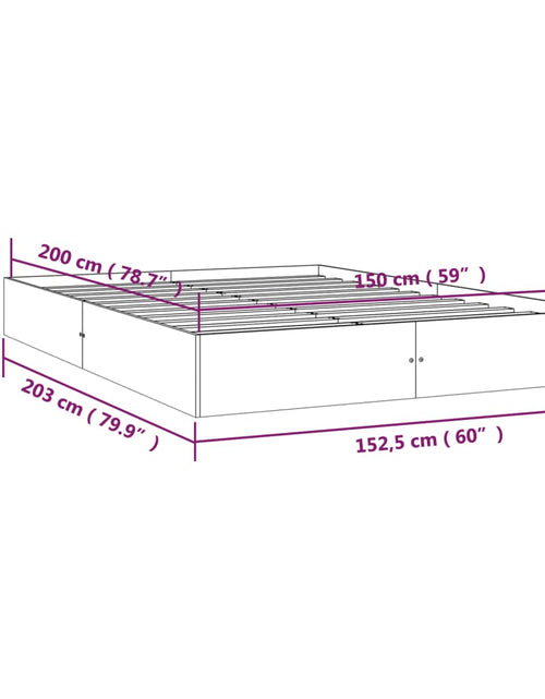 Încărcați imaginea în vizualizatorul Galerie, Cadru de pat King Size, gri, 150x200 cm, lemn masiv - Lando
