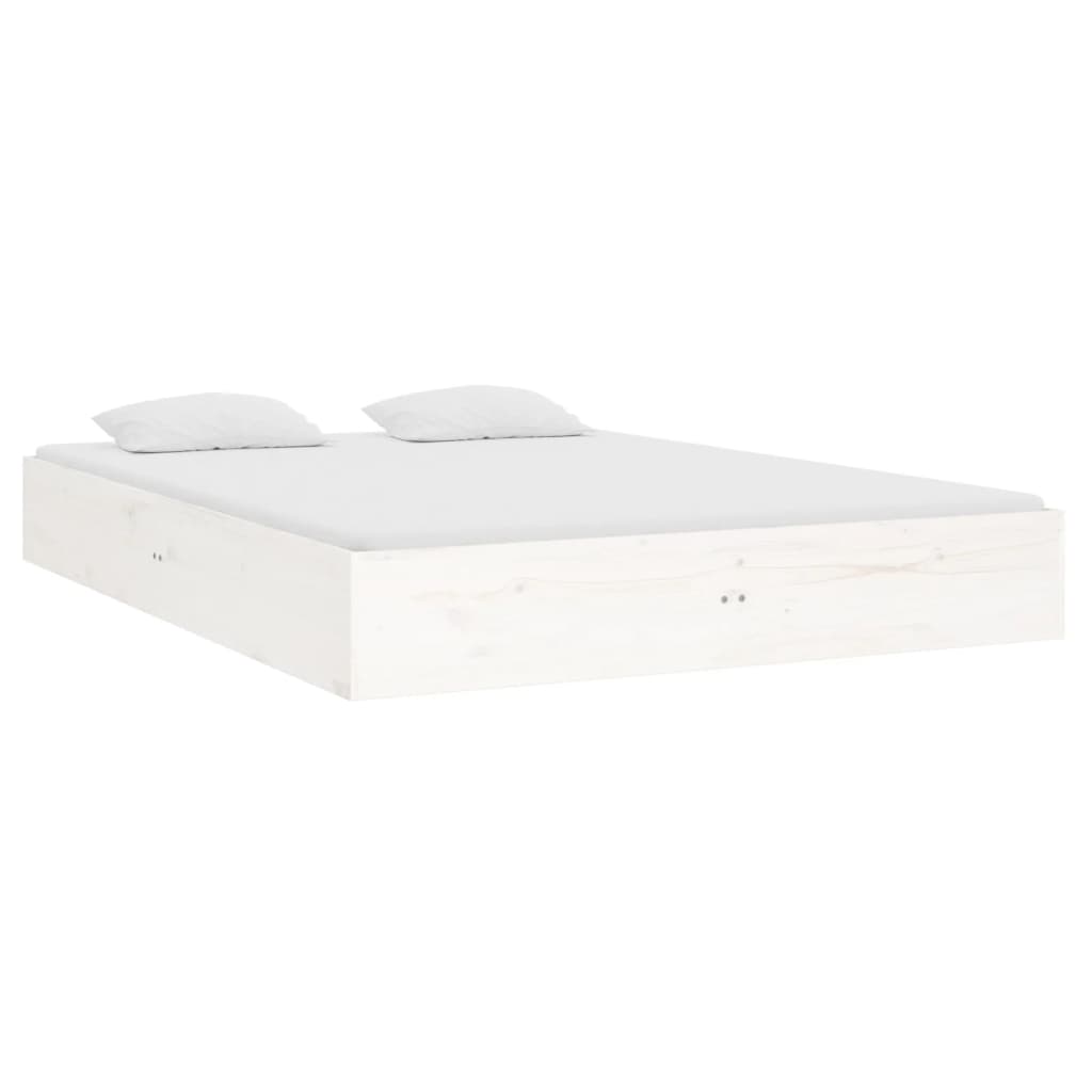 Cadru de pat, alb, 140x190 cm, lemn masiv - Lando