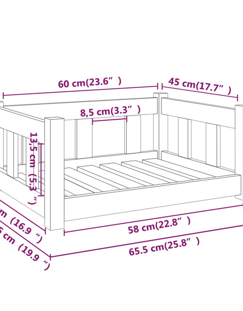Încărcați imaginea în vizualizatorul Galerie, Pat pentru câini, negru, 65,5x50,5x28 cm, lemn masiv de pin - Lando
