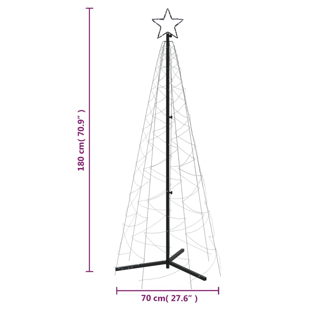 Brad de Crăciun conic, 200 LED-uri, alb rece, 70x180 cm Lando - Lando