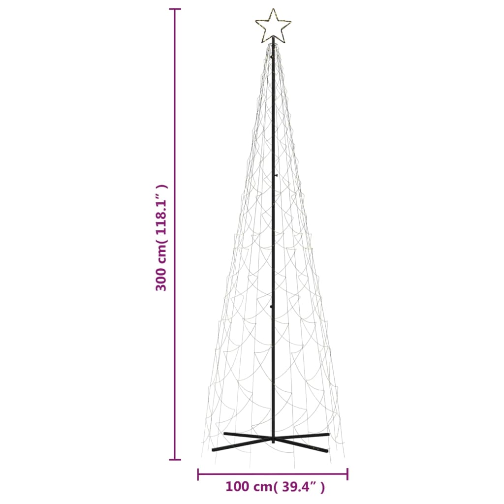 Brad de Crăciun conic, 500 LED-uri, alb cald, 100x300 cm - Lando