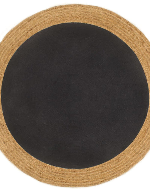 Încărcați imaginea în vizualizatorul Galerie, Covor împletit, negru și natural, 150 cm, iută / bumbac, rotund Lando - Lando
