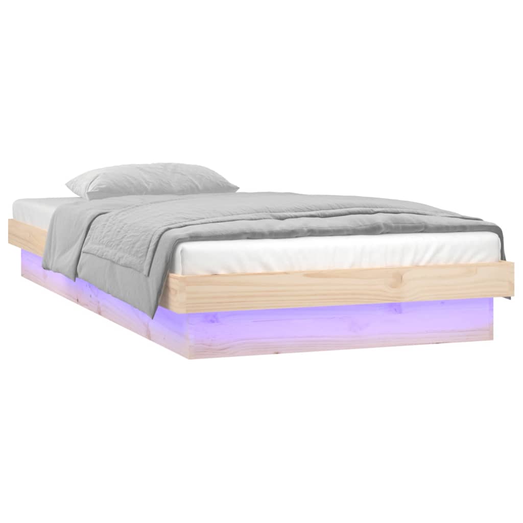 Cadru de pat cu LED, 100x200 cm, lemn masiv - Lando