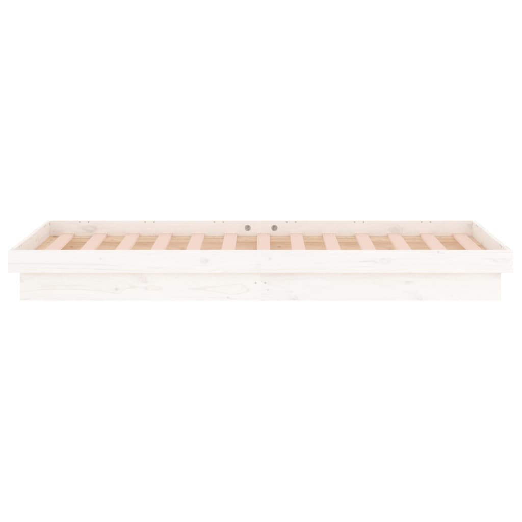 Cadru de pat cu LED, alb, 100x200 cm, lemn masiv - Lando