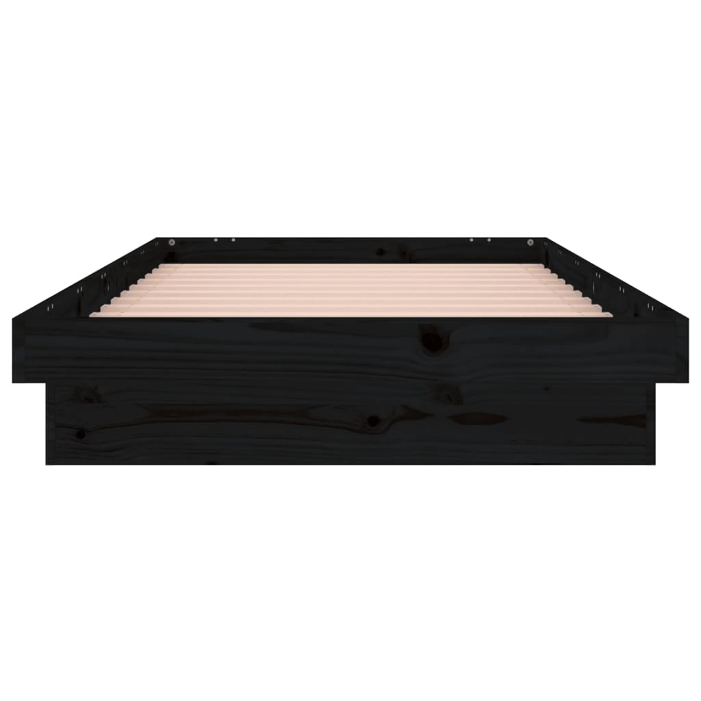 Cadru de pat cu LED, negru, 100x200 cm, lemn masiv - Lando