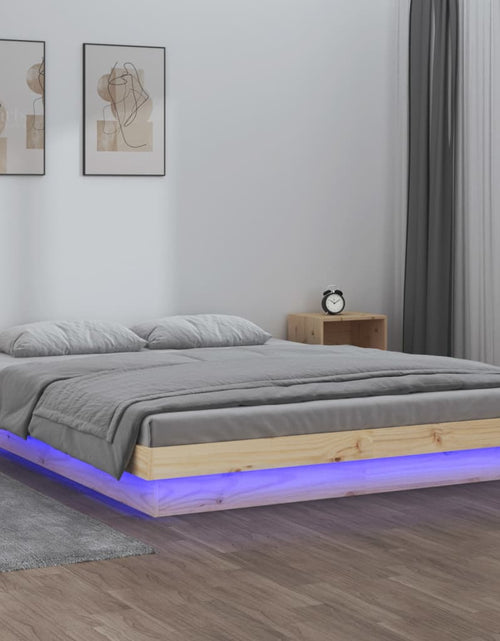 Încărcați imaginea în vizualizatorul Galerie, Cadru de pat cu LED, 120x200 cm, lemn masiv - Lando
