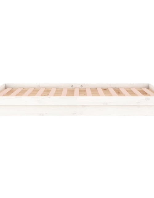 Încărcați imaginea în vizualizatorul Galerie, Cadru de pat cu LED, alb, 120x200 cm, lemn masiv - Lando
