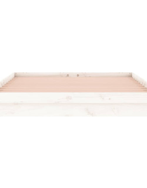 Încărcați imaginea în vizualizatorul Galerie, Cadru de pat cu LED King Size 5FT, alb, 150x200 cm, lemn masiv - Lando
