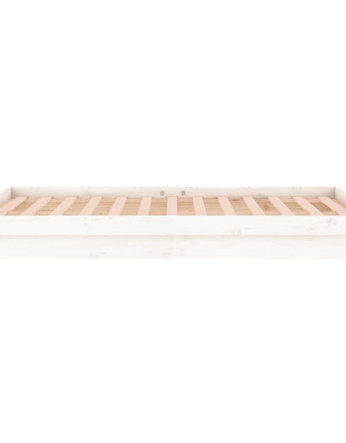 Încărcați imaginea în vizualizatorul Galerie, Cadru de pat cu LED King Size 5FT, alb, 150x200 cm, lemn masiv - Lando

