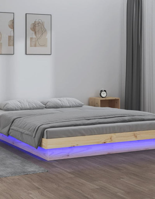 Încărcați imaginea în vizualizatorul Galerie, Cadru de pat LED Super King Size, 180x200 cm, lemn masiv - Lando
