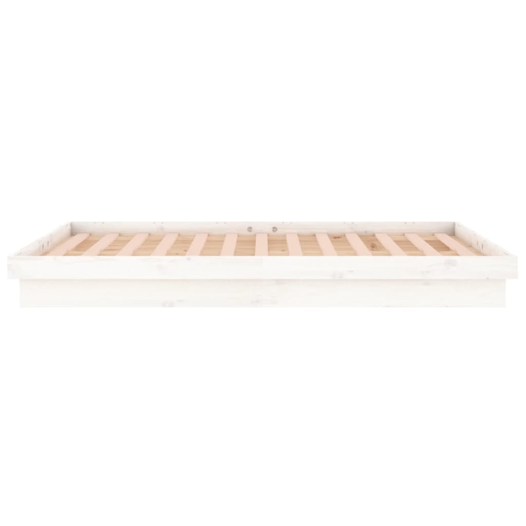 Cadru de pat LED Super King Size, alb, 180x200 cm, lemn masiv - Lando