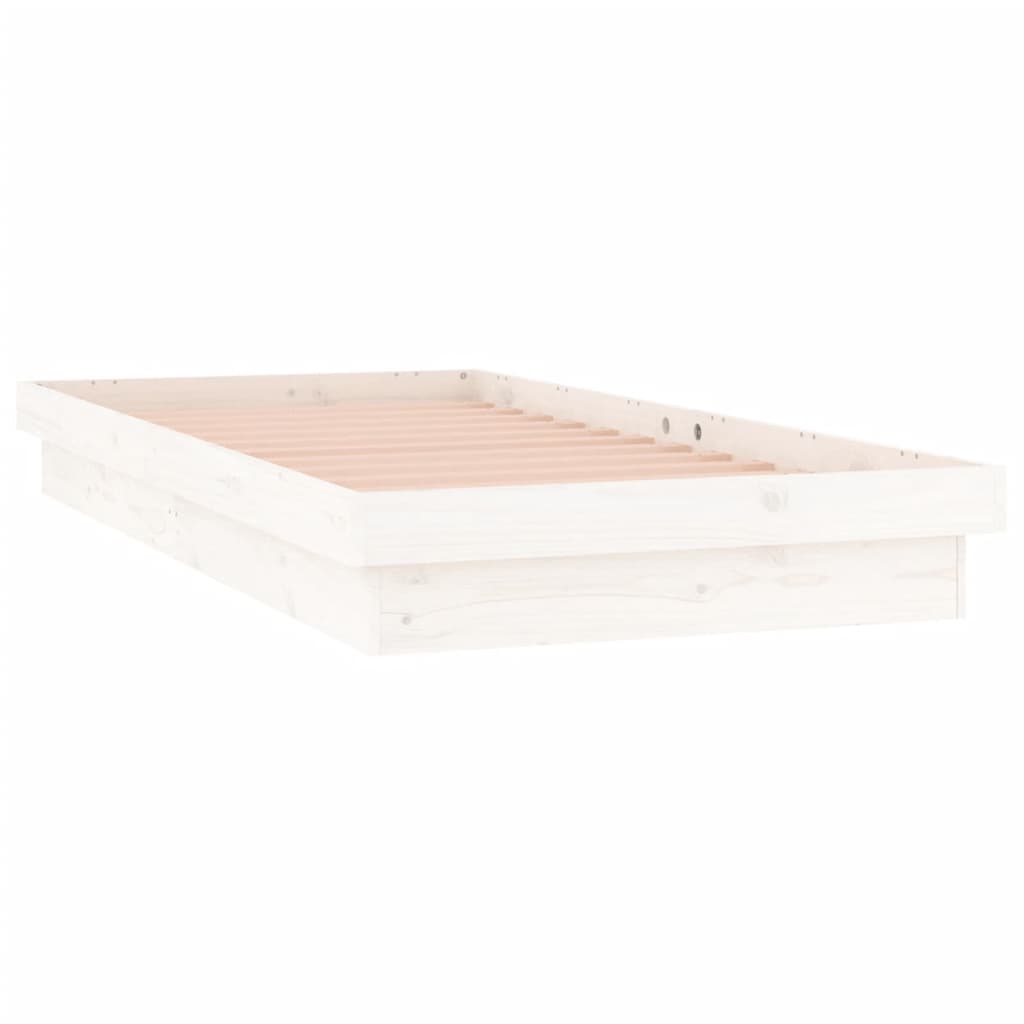 Cadru de pat, alb, 90x190 cm, lemn masiv, single - Lando