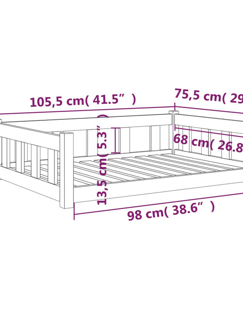 Încărcați imaginea în vizualizatorul Galerie, Pat pentru câini, 105,5x75,5x28 cm, lemn masiv de pin - Lando
