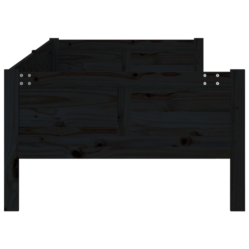 Pat de zi, negru, 80x200 cm, lemn masiv de pin - Lando