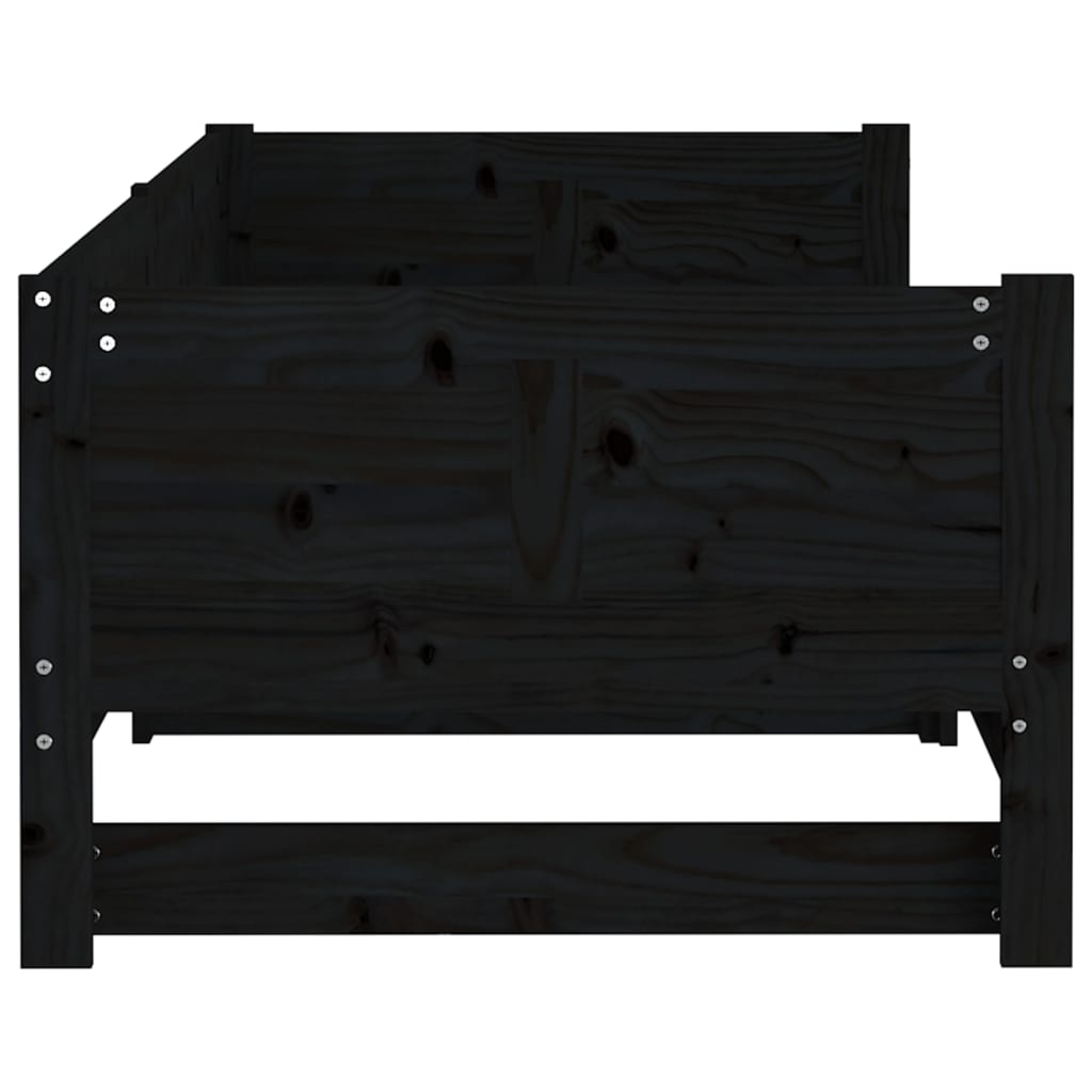 Pat extensibil de zi, negru, 2x(80x200) cm, lemn masiv pin - Lando