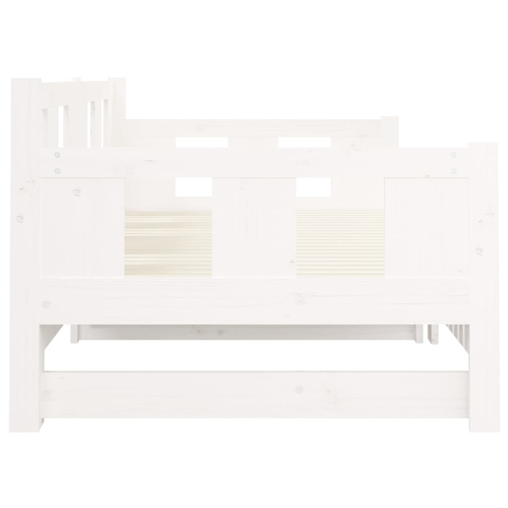 Pat extensibil de zi, alb, 2x(90x200) cm, lemn masiv de pin - Lando