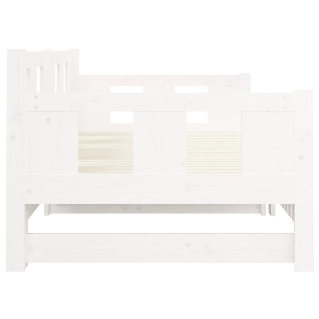 Pat extensibil de zi, alb, 2x(80x200) cm, lemn masiv de pin - Lando