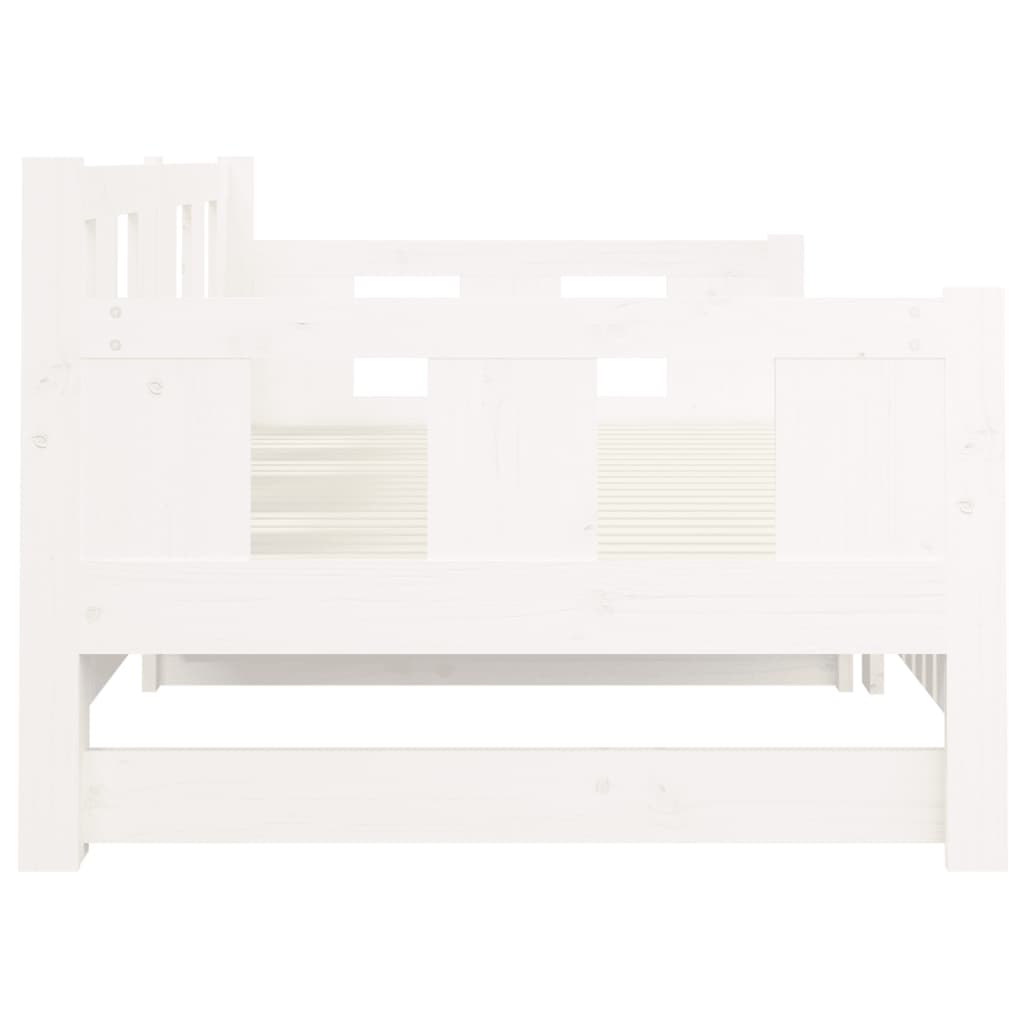 Pat extensibil de zi, alb, 2x(90x190) cm, lemn masiv de pin - Lando