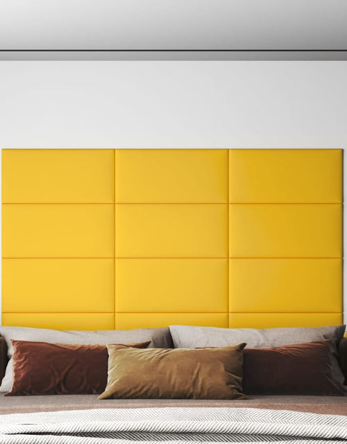 Încărcați imaginea în vizualizatorul Galerie, Panouri de perete 12 buc. galben 60x30 cm catifea 2,16 m² - Lando
