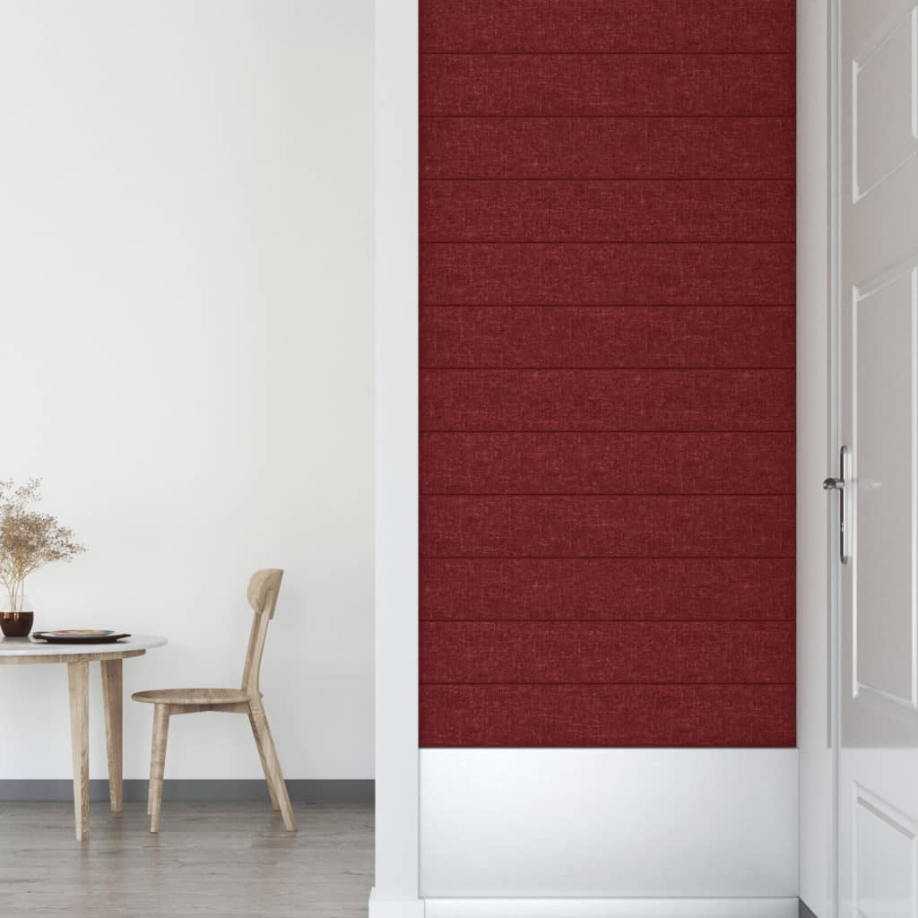 Panouri de perete 12 buc. roșu vin 90x15 cm textil 1,62 m² - Lando