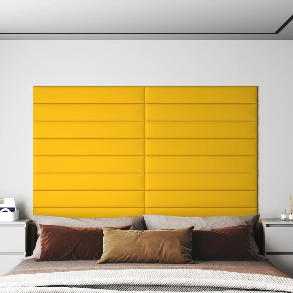 Panouri de perete 12 buc. galben 90x15 cm catifea 1,62 m² - Lando