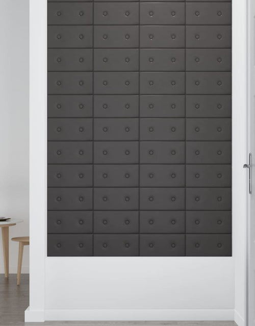 Загрузите изображение в средство просмотра галереи, Panouri de perete 12 buc. gri, 30x15 cm piele ecologică 0,54 m² - Lando
