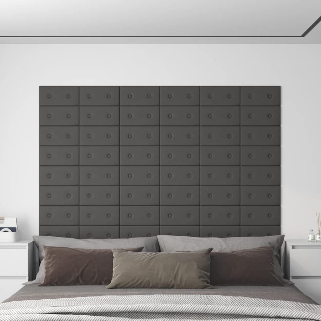 Panouri de perete 12 buc. gri, 30x15 cm piele ecologică 0,54 m² - Lando