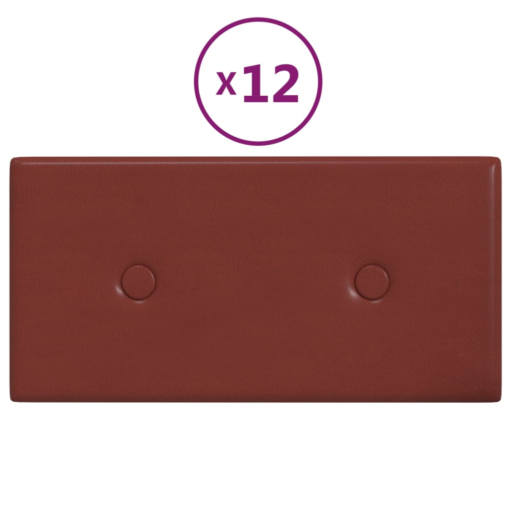 Panouri de perete 12 buc. roșu vin 30x15 cm, piele eco, 0,54 m² - Lando