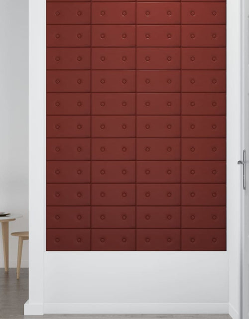 Încărcați imaginea în vizualizatorul Galerie, Panouri de perete 12 buc. roșu vin 30x15 cm, piele eco, 0,54 m² - Lando
