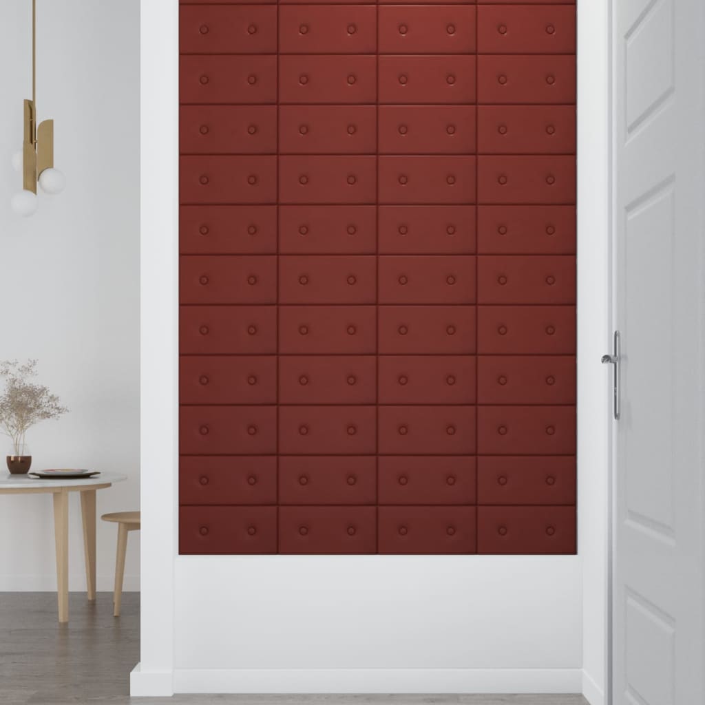 Panouri de perete 12 buc. roșu vin 30x15 cm, piele eco, 0,54 m² - Lando