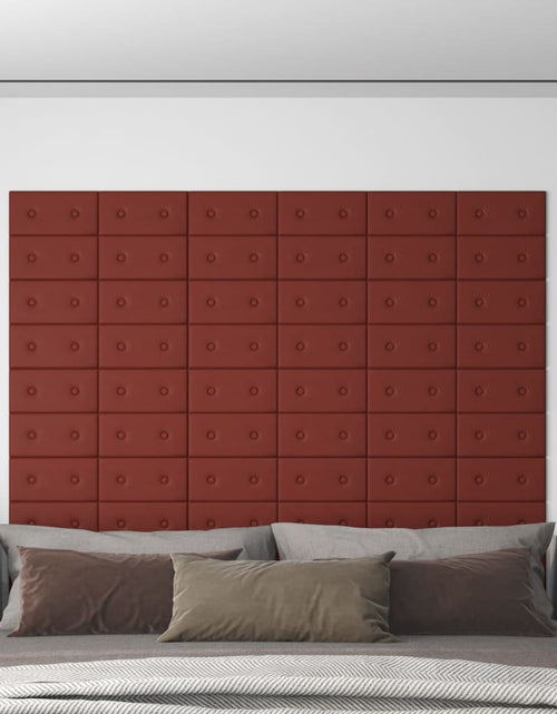 Încărcați imaginea în vizualizatorul Galerie, Panouri de perete 12 buc. roșu vin 30x15 cm, piele eco, 0,54 m² - Lando
