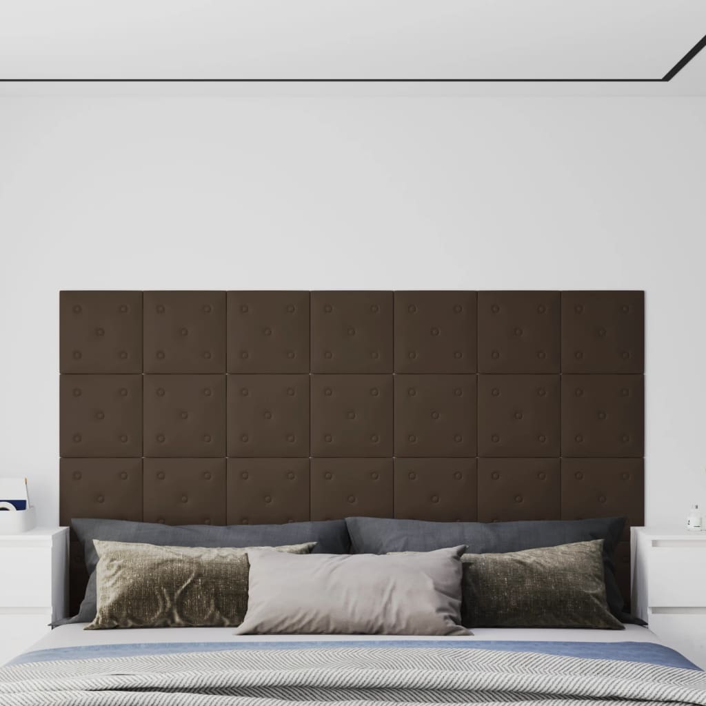Panouri perete 12 buc. maro, 30x30 cm, piele ecologică 1,08 m² - Lando