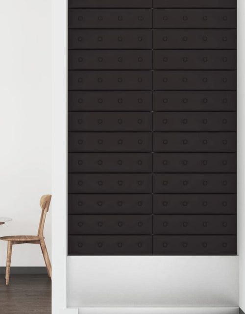 Încărcați imaginea în vizualizatorul Galerie, Panouri perete 12 buc. negru, 60x15 cm, piele ecologică 1,08 m² - Lando

