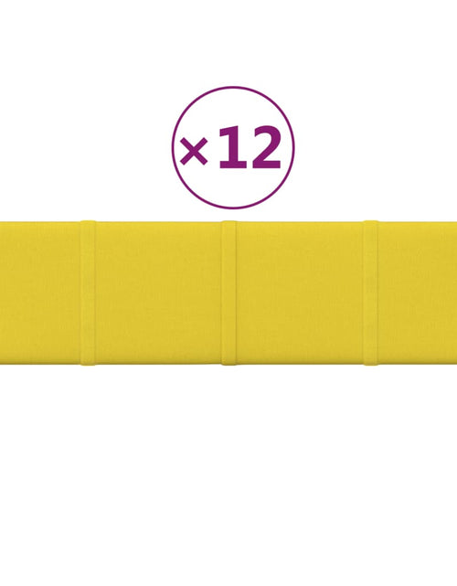 Încărcați imaginea în vizualizatorul Galerie, Panouri perete 12 buc. galben deschis 60x15 cm textil 1,08 m² - Lando
