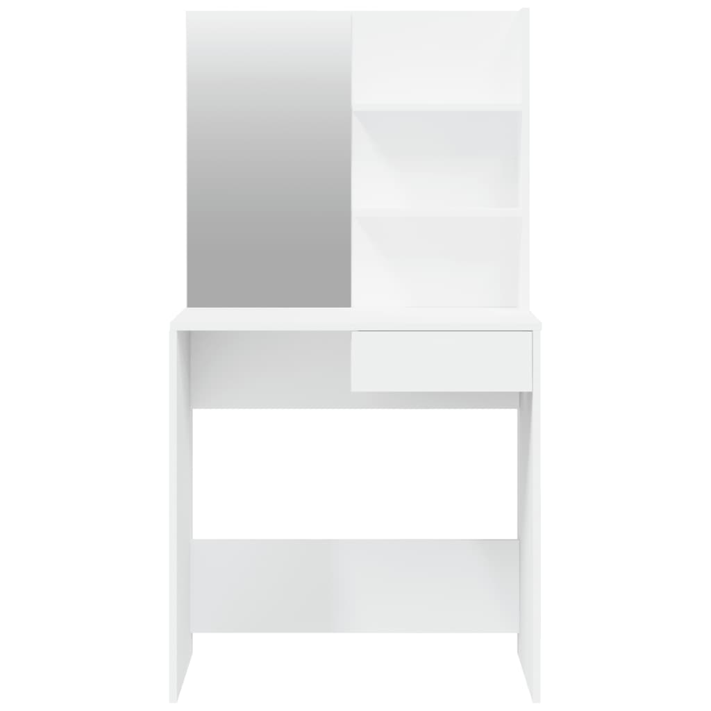 Masă de toaletă cu oglindă, alb, 74,5x40x141 cm - Lando