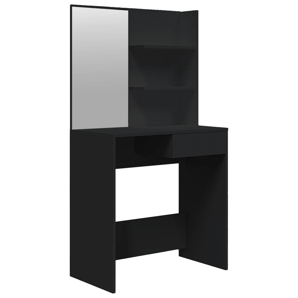 Masă de toaletă cu oglindă, negru, 74,5x40x141 cm - Lando