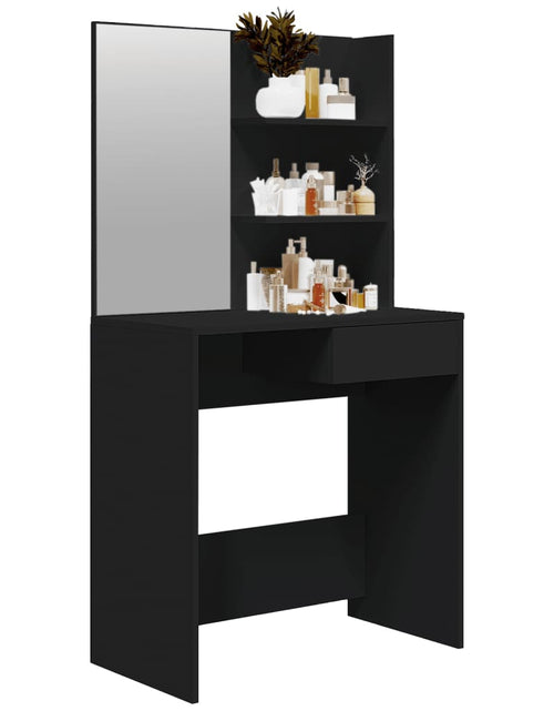 Încărcați imaginea în vizualizatorul Galerie, Masă de toaletă cu oglindă, negru, 74,5x40x141 cm - Lando
