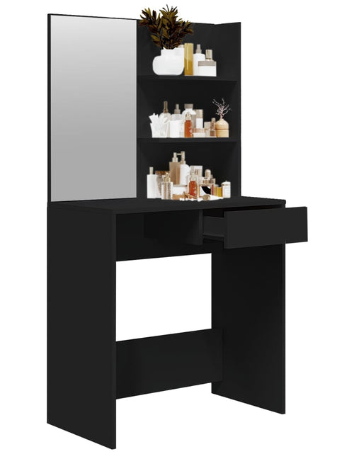 Загрузите изображение в средство просмотра галереи, Masă de toaletă cu oglindă, negru, 74,5x40x141 cm - Lando
